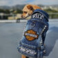 biker dog patched vest
